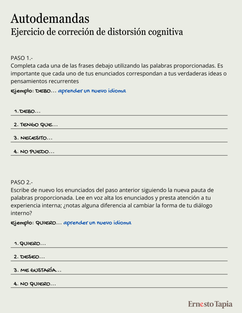 Ejercicio de Reestructuración Cognitiva